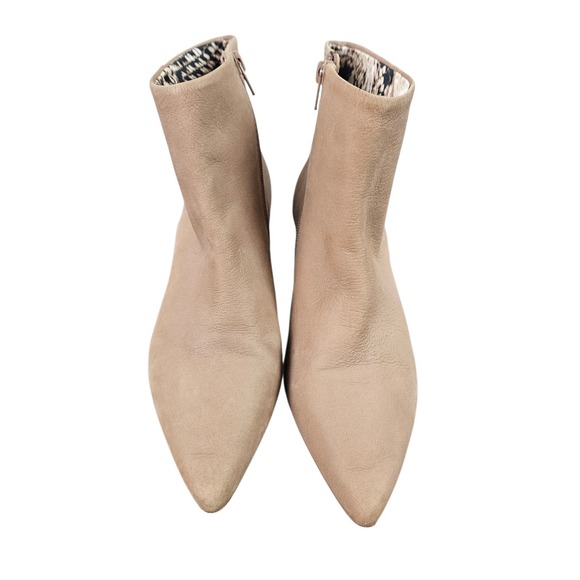 Corso Como Leather Ankle Boots Pointed Toe Beige Snakeskin Interior Women's 7.5M - Picture 1 of 9